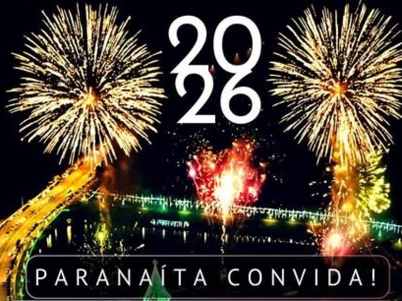 Paranaíta celebra a chegada de 2026 com espetáculo pirotécnico no Lago Municipal