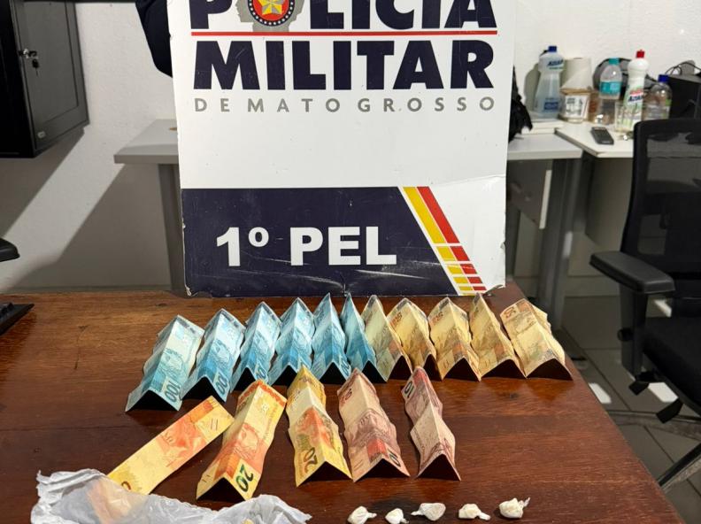 PM prende mulher com 23 porções de pasta base de cocaína e R$ 930,00 em Apiacás
